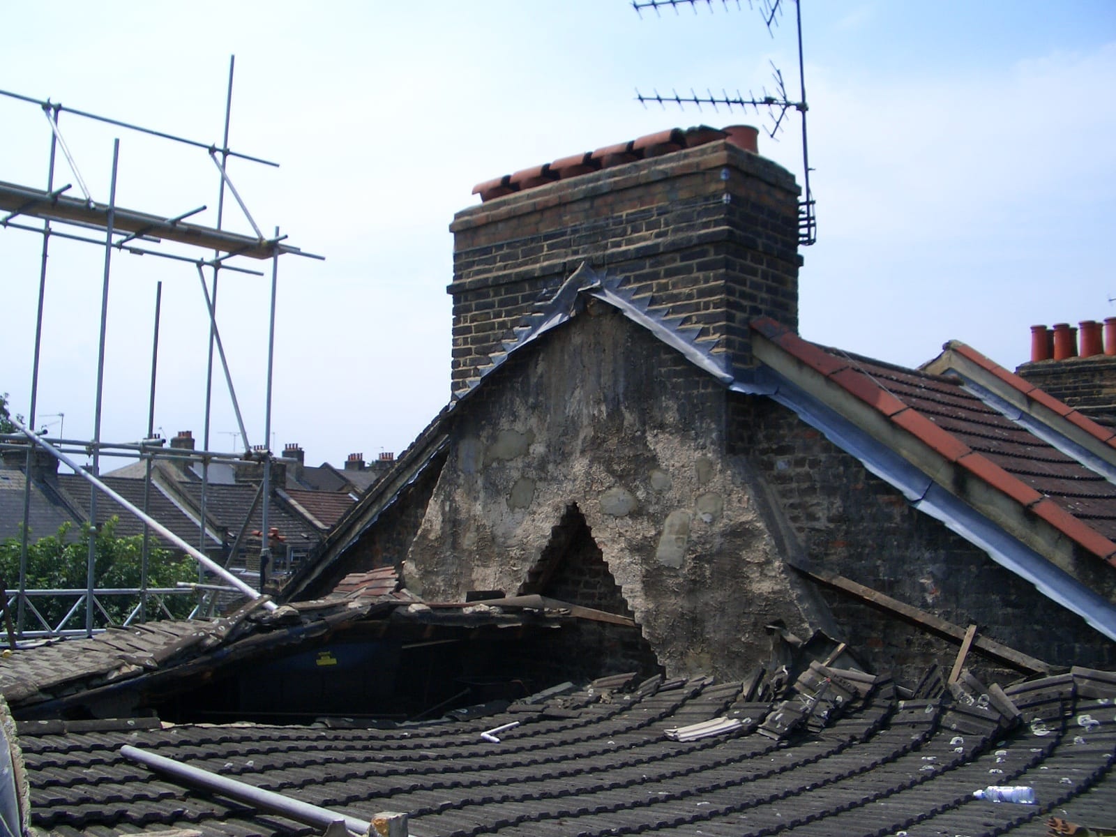 A collapsed roof