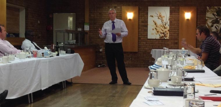 Kevin Radford from RMK Insurance giving his 10 minute presentation